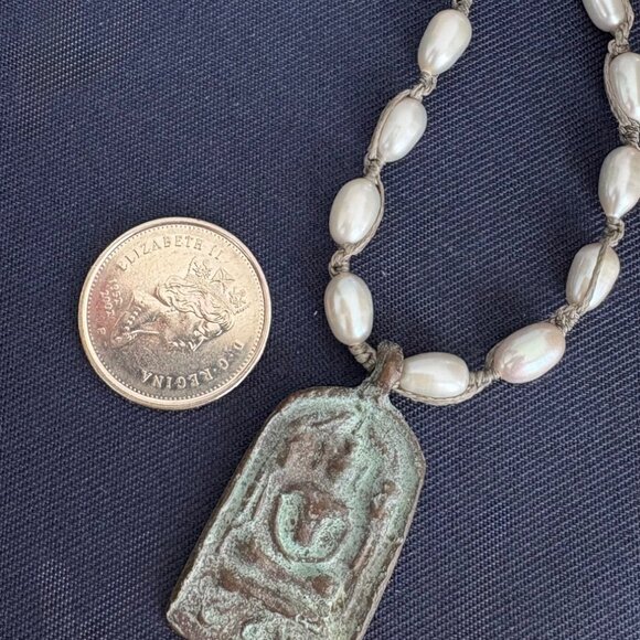 Boho Freshwater Pearl & Patina Pendant Necklace - Picture 6 of 6